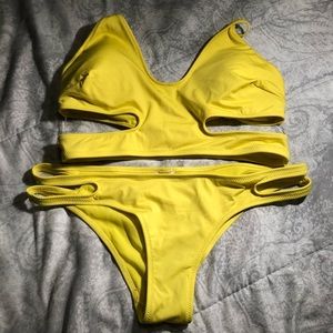 YELLOW bathing suit bottom and top!